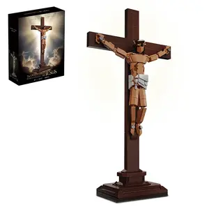 Jesus Passion Block Set Model, Cross Statue, Faith Family Church Display Toy Gift, Creative Building Block Ornament, Made of High Quality ABS Material