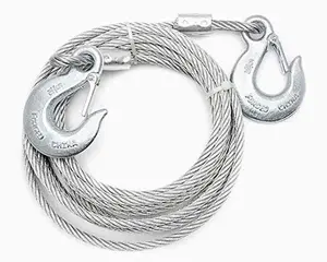 /in X ft Galvanized Wire Rope with Tow Hs On Both Ends.Heavy Duty Winch Cable for Towing Or Logging.Uncoated Security Cable; Working Load Limit , Lbs