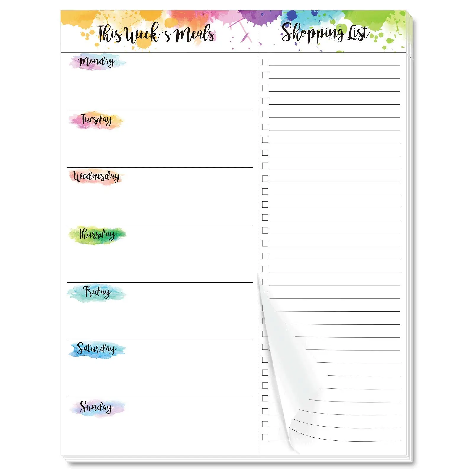 7"x 9" Weekly Meal Planner - Undated Magnetic Notepad with Grocery List, 52 Weeks, Tear-Off Shopping List - Hanging Food Menu Organizer
