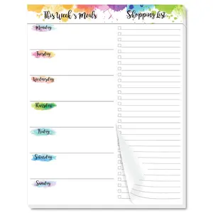 7"x 9" Weekly Meal Planner - Undated Magnetic Notepad with Grocery List, 52 Weeks, Tear-Off Shopping List - Hanging Food Menu Organizer