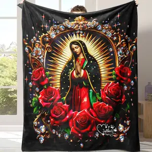 Countdown Sale! ,Virgin Mary Pattern Blanket,Perfect Gift for Mom, Grandma, Birthday and Valentine's Day,throw blanket, A warm nap blanket,Applicable throughout the four seasons,Suitable for use in offices, sofas, and travel settings, etc.