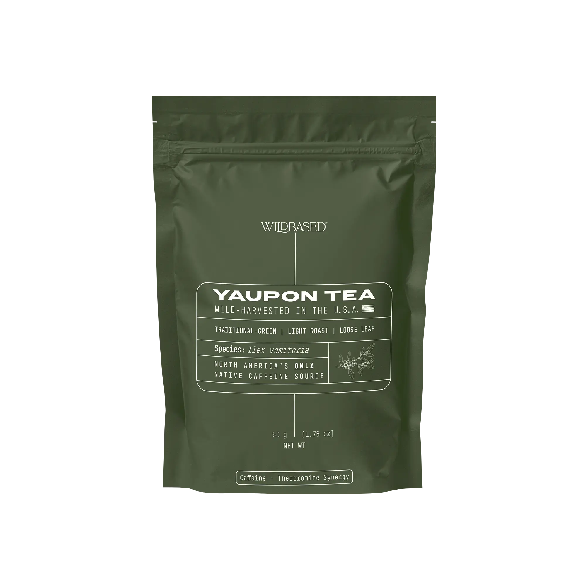 Wild Based Yaupon Tea | Wild-Harvested in the U.S.A | Traditional-Green Light Roast Loose Leaf | Native North American Caffeine Source | 100% Wild American Yaupon | Natural Herbal Blend