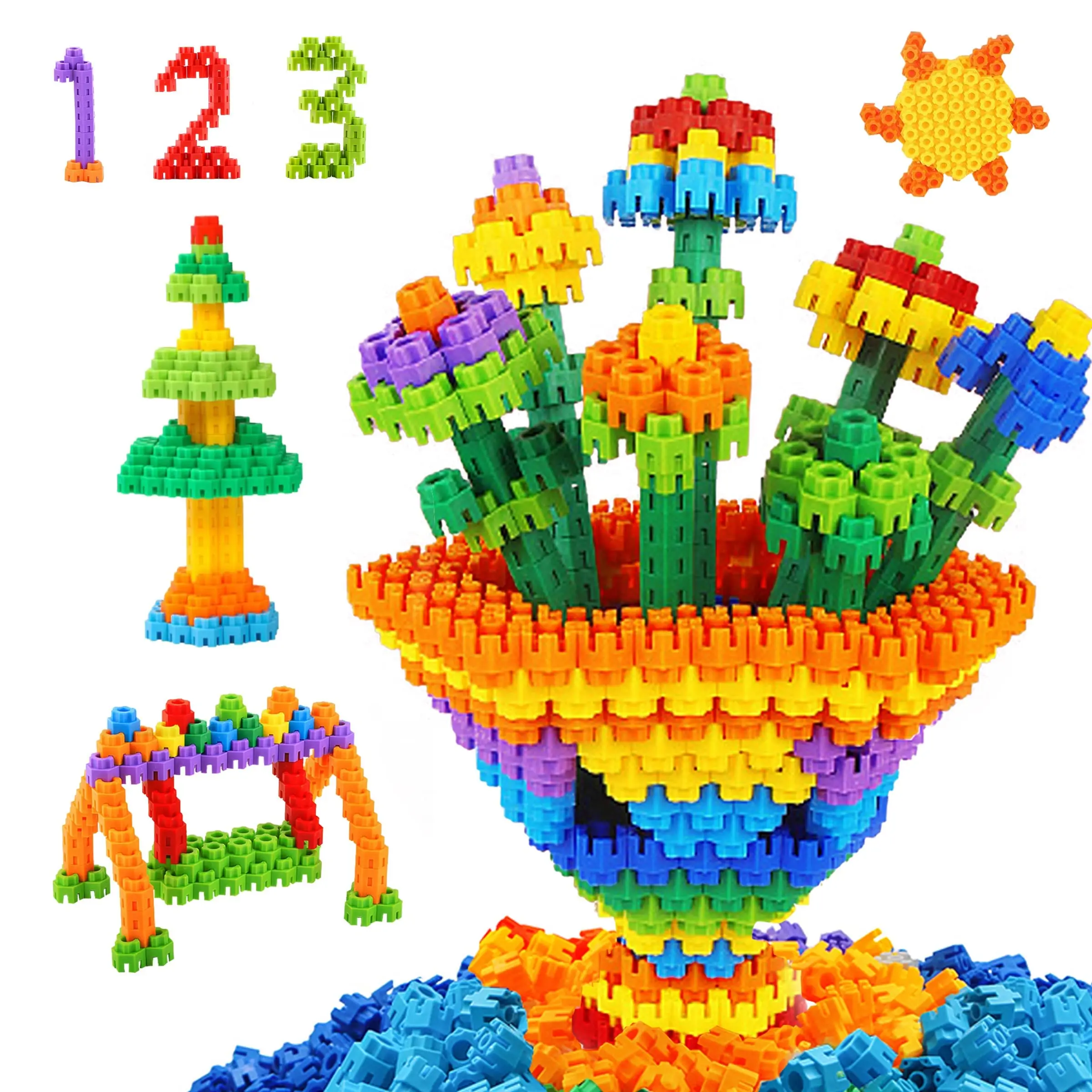 360 Pcs Kids Building Blocks with Storage Bag - Interlocking, Colorful Stem Toys for 3+ Year Old - Connects Building Toys for Kids Learning - Kindergarten Educational Toys for 3-5 Years