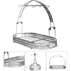 Wrought Iron Mug & Coffee Cup Holder Stand Drainer Storage Drying Rack Dishes Organizer for Counter Cabinet Table Kitchen Restaurant Office Silver A