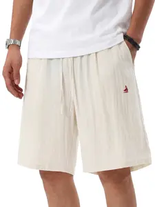 CAONAT Men's Plain Linen-Rayon Blend Woven Men's Shorts - Soft, Adjustable, Breathable, Loose-Fitted, Lightweight Streetwear-Inspired Elastics Shorts for Summer Beach, Outdoor Fun | Father's Day Gift