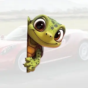 Cute Turtle, Vibrant Turtle Car Sticker, Car Decals, Cartoon Design, Vinyl Body, Motorcycle, Wall, Window Self-Adhesive Decal, One-Time Use, Glossy Surface, Glossy Finish, Turtle Decoration