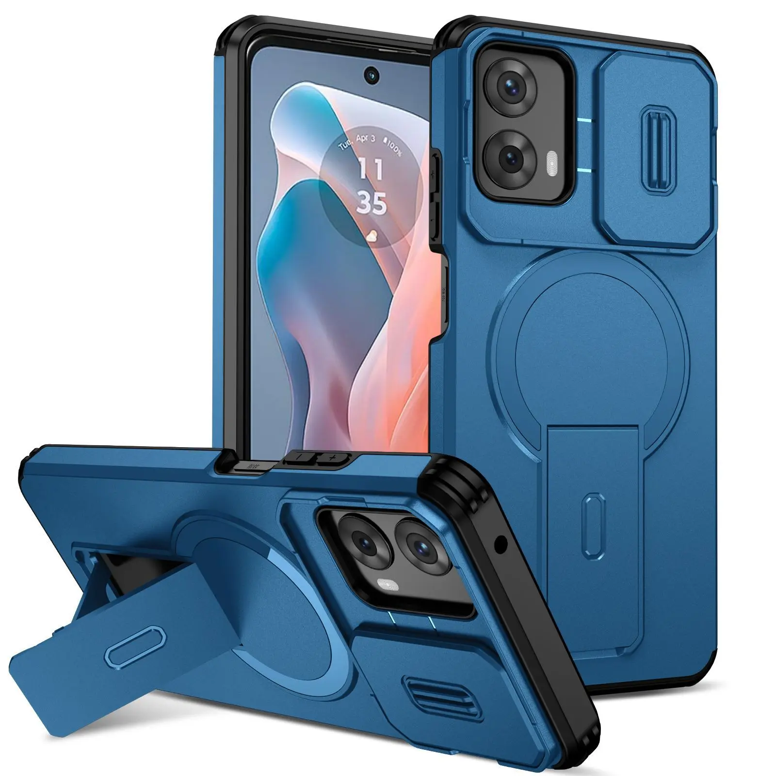 (Case & Nova.) MagSafe Compatible Phone Case with Hidden Kickstand & Sliding Camera Cover, Military Grade Shockproof Protective Cover for Motorola G Play 5G 2025, Edge 2025, Power 2025 magnetic anti-drop durable gift slim stylish appearance