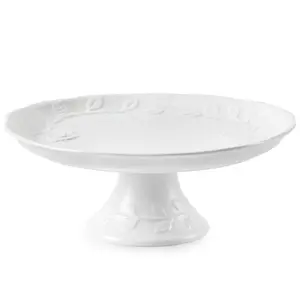 10 Inch Cake Stand , Round Porcelain Elegant  White Wedding Cake Stand Birthday Cake Stands,Dessert Stand Cake Embossed Plate Display Stand For Party,Baby Shower,Christmas, Home Decorating