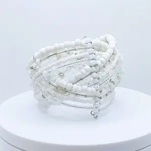 Pulsera de Obbatala with Czech Beads & Memory Wire Bracelet - Durable Original Design