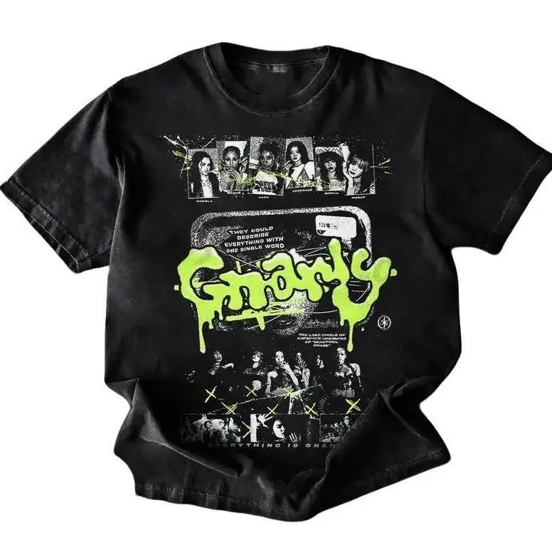Vintage Graphic T-Shirt: Katseye Gnarly T-shirt, Eyekon Kpop Fan Merch shirt, Unisex Tshirt, Y2K 90s Graphic Shirt, gift for her, him, Womenswear Top, Retro Korean Idol Tee, Aesthetic Streetwear Outfit, Trendy Music Fan Gift Casual Round Neck Cotton Soft