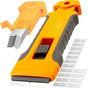 Blade scraper tool with 15 extra blades, cleaning shaving scraper for glass, glass stove for oven door, cooktop scraper, glass scraper to clean paint off glass
