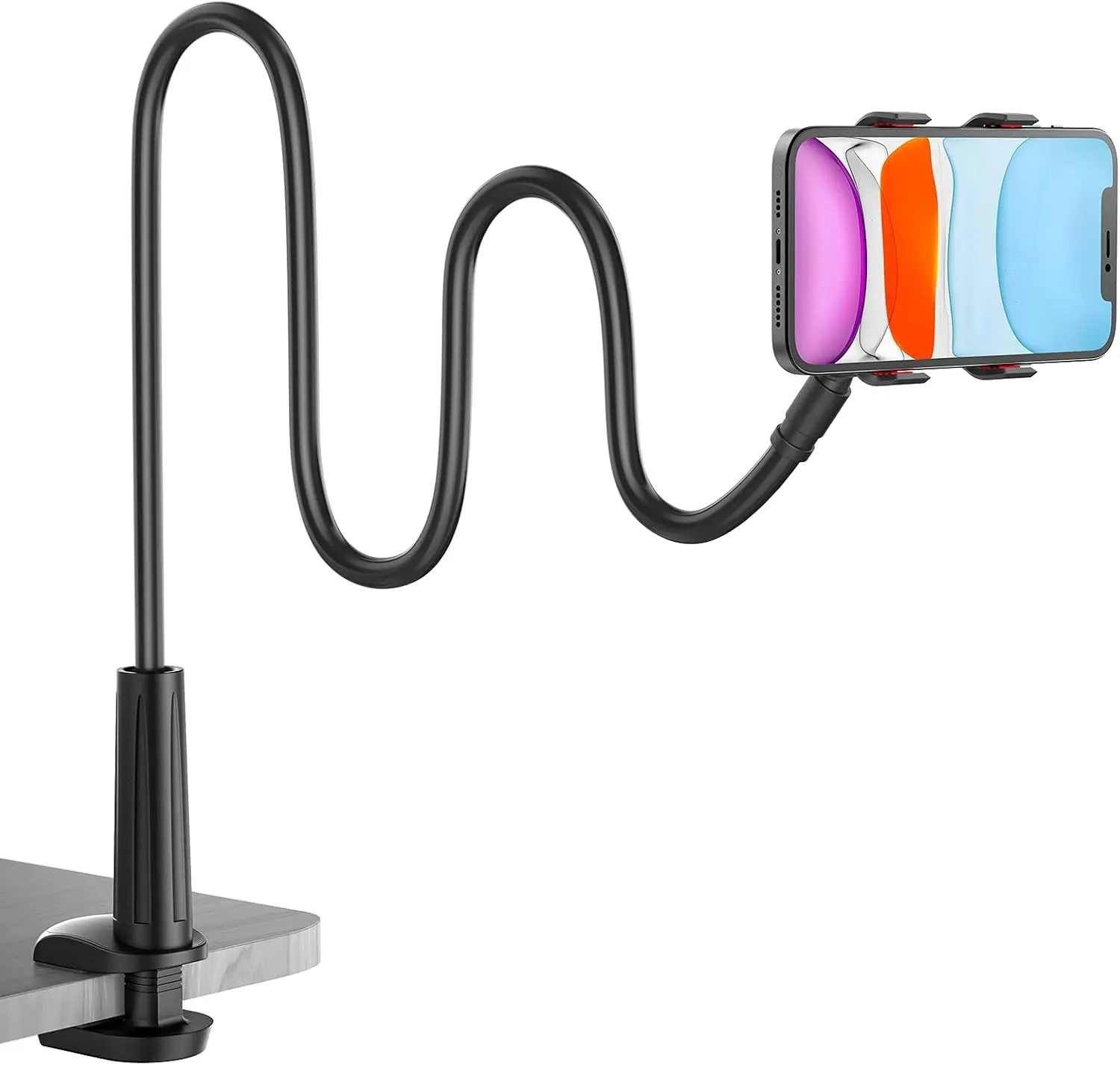 ECHOKRAFTS Gooseneck  Phone Holder for Bed, Flexible Lazy Arm Cell Phone Stand Holder 360 Adjustable Clamp Bracket Mount Desk for iPhone 14 Pro Max Plus 13 12 Pro Max Mini 11 Pro Xs XR X 8 Samsung S22 S21