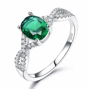 IRAMAT 925 Sterling Silver Emerald Zircon Ring | Women’s Fashion Jewelry | Perfect for Weddings & Special Occasions moissanite dark