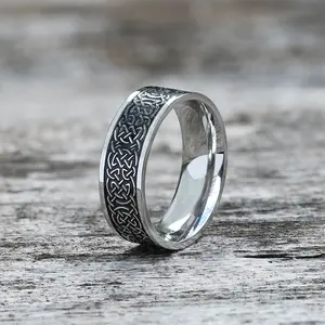 GTHIC Nordic Celtic Knot Stainless Steel Viking Ring Fashion Accessories for Daily Wear