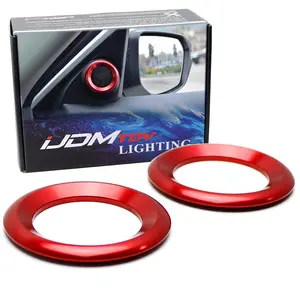 iJDMTOY Sports Red Anodized Aluminum A-Pillar Upper Front Side Door Speaker Surrounding Ring Decoration For 2016-21 Honda Civic
