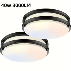 2Pack LED Flush Mount Ceiling Light Fixture - 13inch Dimmable Kitchen Light Fixtures, 3000K /3500K /4000K /5000K/ 6000K 40W 3000LM, Suitable For Kitchen, Corridor, Bathroom, Office