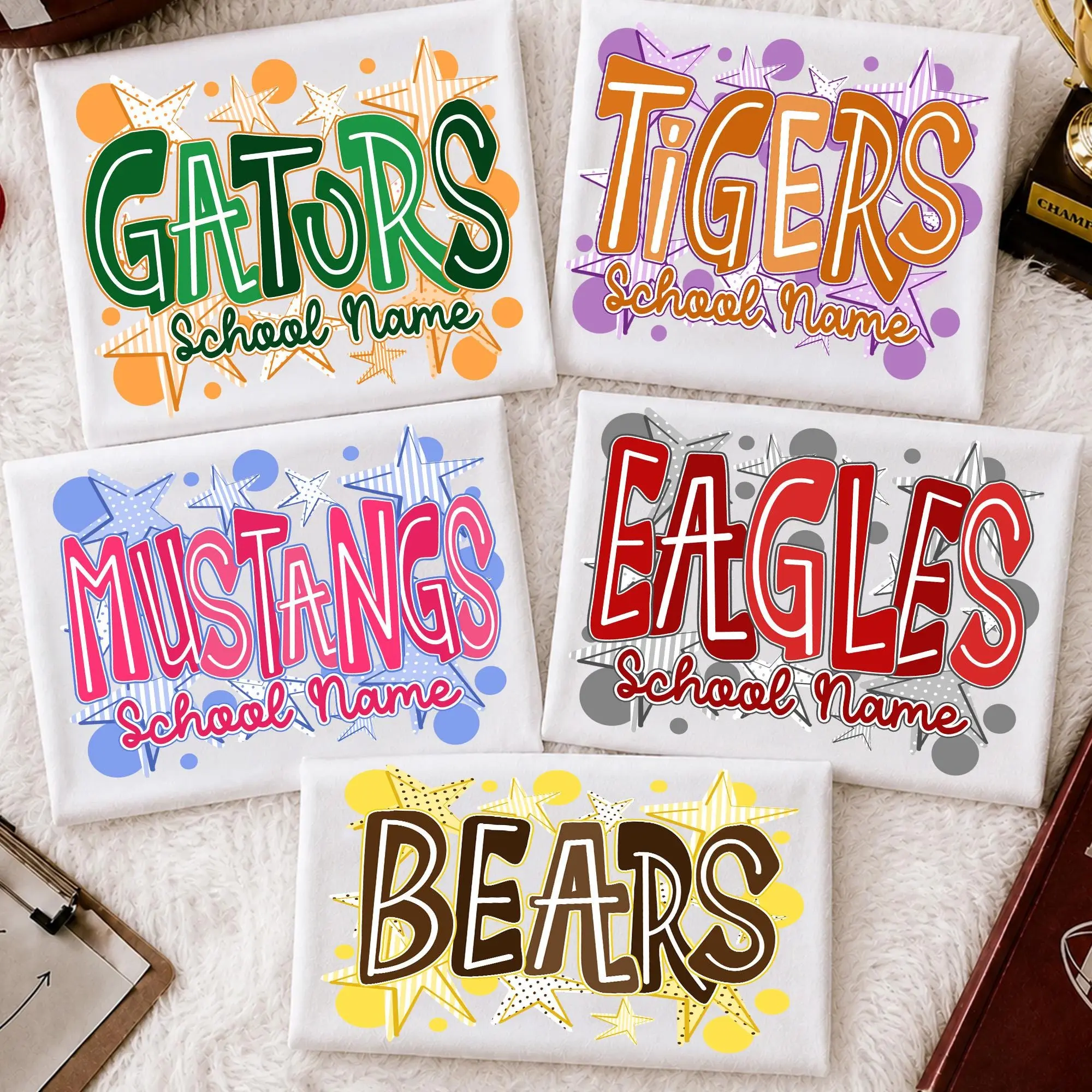 Women's Custom Mascot T-Shirt - Personalized Comfort Colors School Spirit Tee for Teachers (Back To School, Game Day with Varsity Letters)