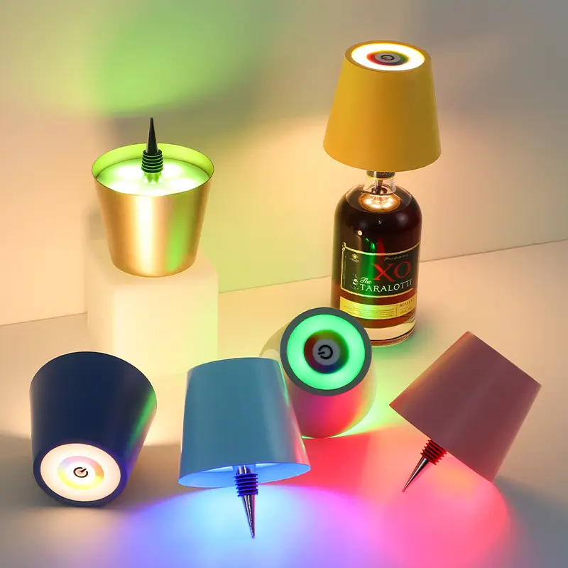 Wireless RGB Bottle Lamp Shade - Rechargeable Aluminum LED Mood Light, 3 Color Modes, Colored Stepless Dimming, Touch Control for Liquor Wine Whiskey Bottles, Christmas Festive Decor Night Light, Rgb Lights, Remote Control