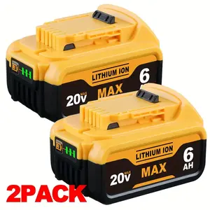 2Pack 6.0Ah Replacement DeWalt 20V Max Batteries Compatible with DeWalt 20 Volt XR High Li-Ion Battery DCB200 DCB206 DCD/DCF/DCG Series power tool