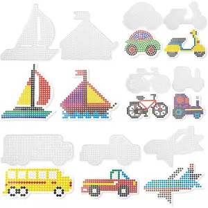 9 count 5mm Fuse Beads Boards Transportation Molds Clear Plastic Fuse Beads Pegboards for  DIY Craft Bead