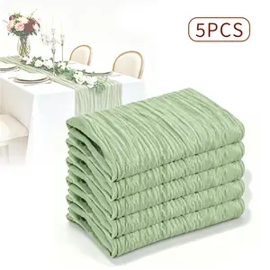 5PCS Boho Sheer Table Runner Set | Versatile Gauze Tablecloth for Weddings, Baby Showers, Farmhouse & Garden Decor | Bulk Event Styling Pack