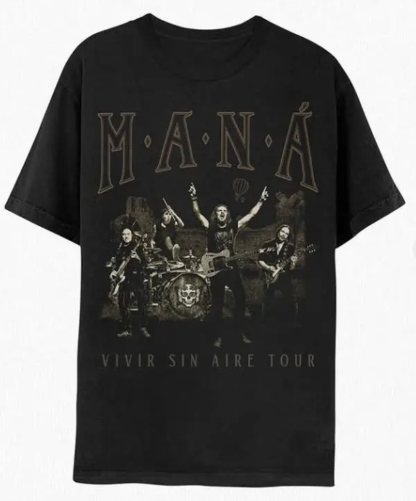 Mana Band Tour 2025 Graphic Shirt, Maná Vivir Sin Aire Concert Outfits, Latin Rock Band Unisex Sweatshirt, Streetwear, Gift for Fans, Rock Vibe Y2k Hoodie, mana concert merch V5