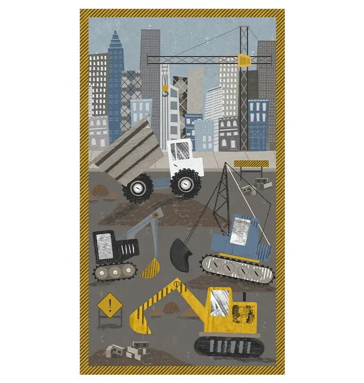Fabric Windham City Works Diggers & Dozers 24x42" Quilting Panel 55024DP-X