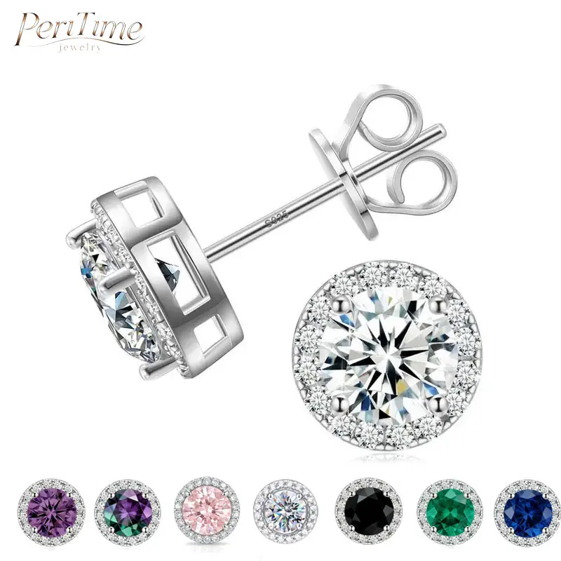 2026 Summer Best-Selling Vintage Fashion 1CT Round Halo CZ Stud Earrings – S925 Sterling Silver, Sparkling Diamond-Like Shine, Available in Multiple Colors, Perfect for Prom, Everyday Wear & Gifting