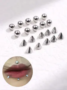 Stainless Steel Geometric Ball Design Fake Piercing Stud, Fake Nose Ring Stud Sticker Pack, Non Piercied Body Jewelry for Women & Men, Kit Nose Piece