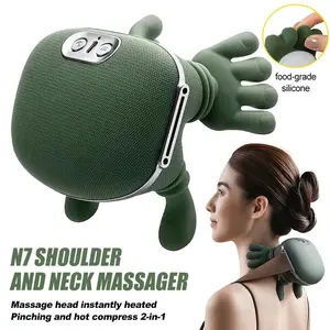 Portable Neck Massager, Heated Back Massage Pillow, Electric Pressure Point Massager, 3 Modes, 2 Heating Levels, 4D Deep Tissue Relief, Neck Shoulder Relaxer