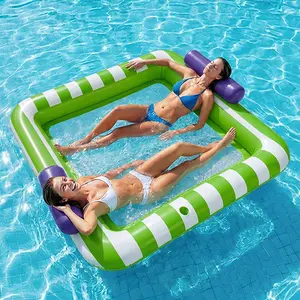 New Extra Large Sunbathing Pool Lounge Float Pad, 75” X 67” Pool Float with Pillow, Dual Adult Inflatable Raft, Water Party Gift