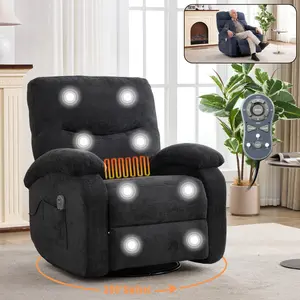 Rocker Recliner, Glider Recliner Chairs for Adults, 360 °   Swivel Rocking Chair with Massage and Heating, Nursery Chair with Storage and USB Charging for Living Room, Bedroom, Nursery