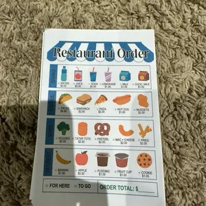 Play pretend notepads. Set of 8. Or individual. 50 sheets each.
