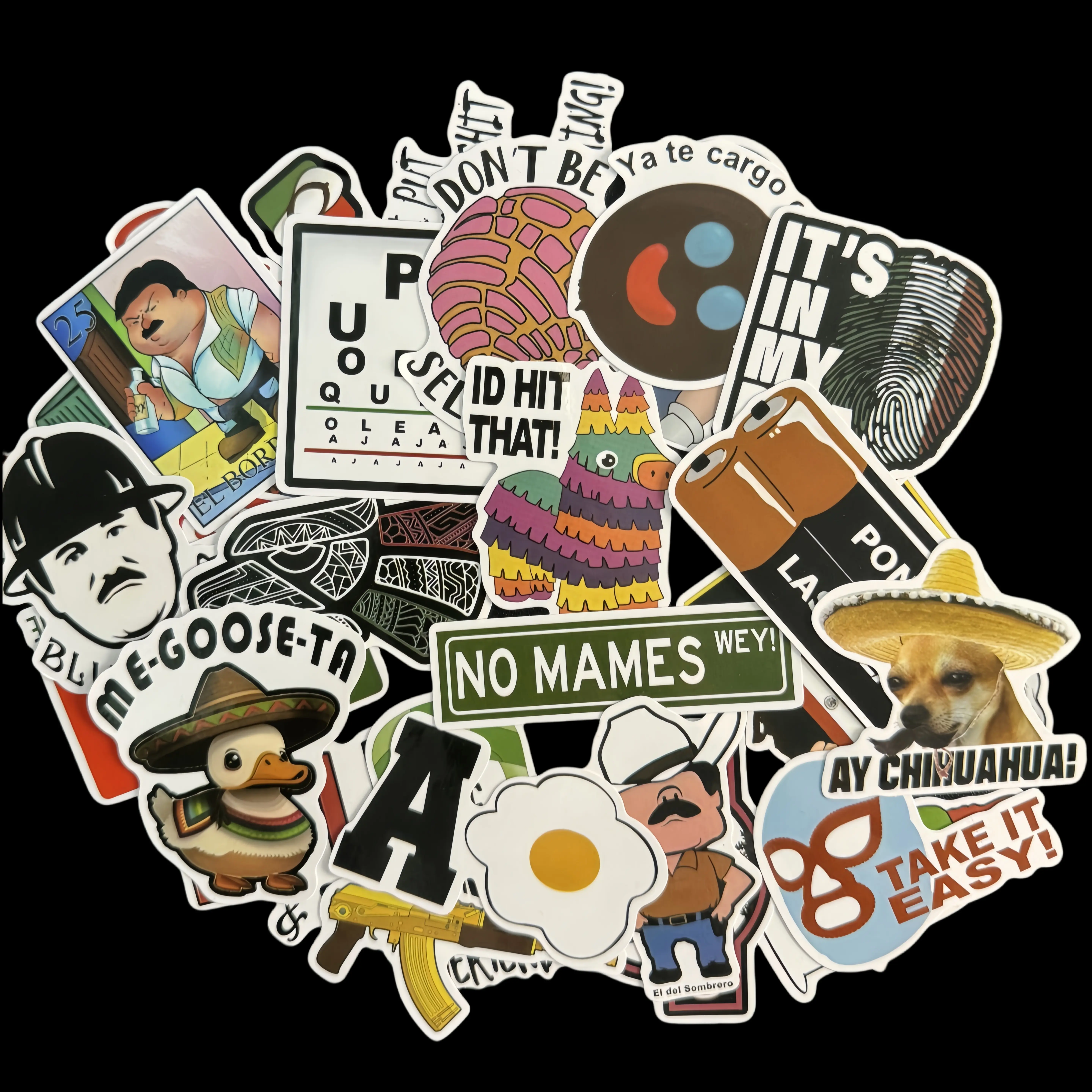 30PCS Funny Mexican Blue-Collar Humor Stickers - 3mm Waterproof Vinyl, Bold Unapologetic Snarky Jokes, Jobsite-Proof for Hard Hats, Toolboxes, Bumpers, Funny Stickers, Coolers
