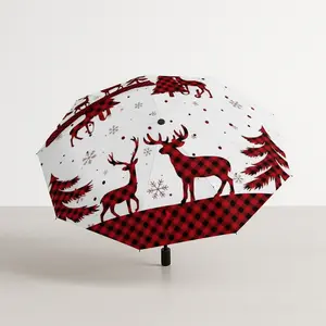 Women's Automatic Open Umbrella, Plaid Design, 8 Rib Structure, Portable Travel Shade, Party & Daily Use, Outdoor Accessory