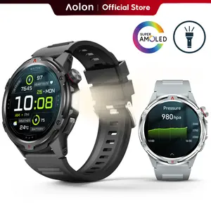 【Built-in AGPS】Aolon Tetra R4 46mm AMOLED Smart Sports Watch — LED Lights, Wireless Calling, Message Alerts, Sports Modes, Voice Assistant, Weather Updates, Stopwatch & Timer, Compatible with Android & iPhone. #summerwins#outdoorfun#fathers day gift