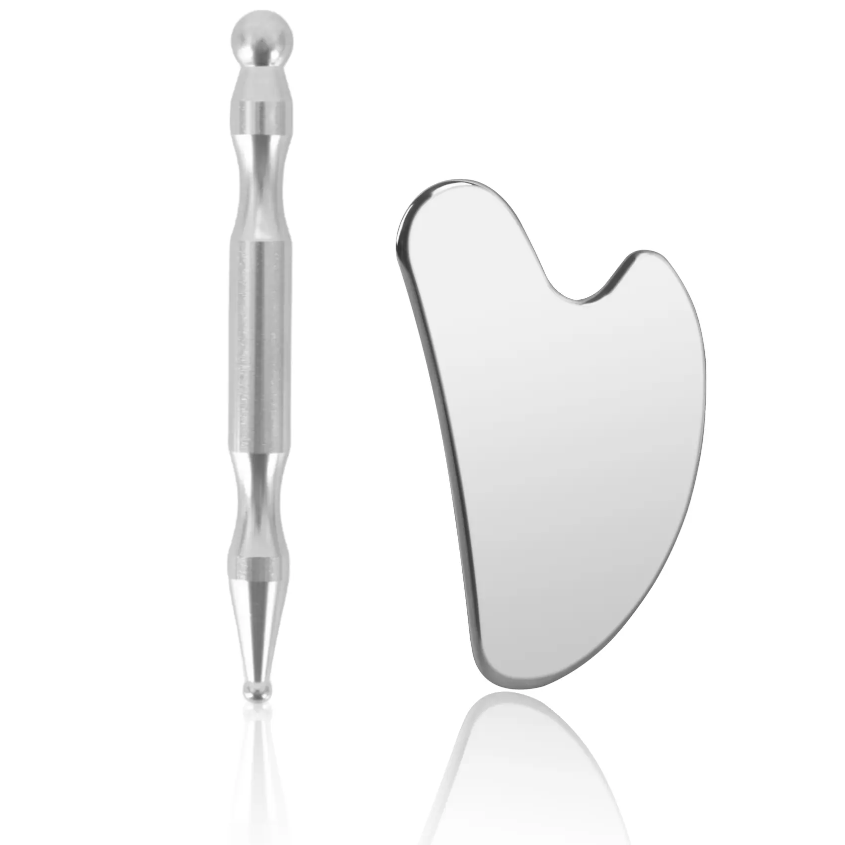 InfiniteRelax Stainless Steel Gua Sha & Dual Heads Acupressure Pen Set - Smooth Manual Massage Tools, Trigger Point Massager for Pain Relief, Sensitive Skin Body Care
