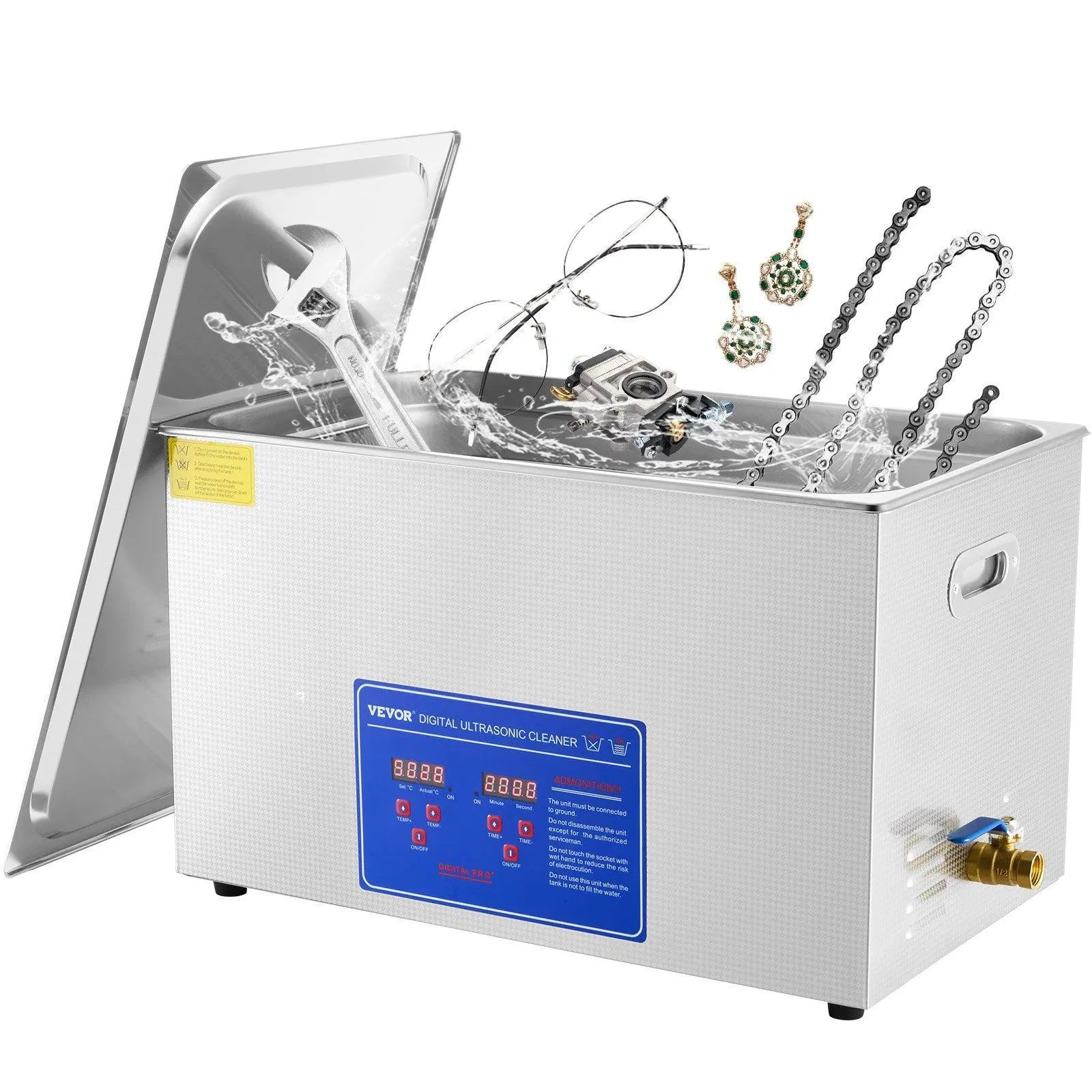 【SummerFinds】VEVOR Professional 30L Ultrasonic Cleaner, 40kHz Stainless Steel Model with Digital Timer, Heater & Advanced Modes, Delivers Consistent, Effective, Meticulous Cleaning for Watches, Everyday Use Items, TikTokShopBlackFriday Pick
