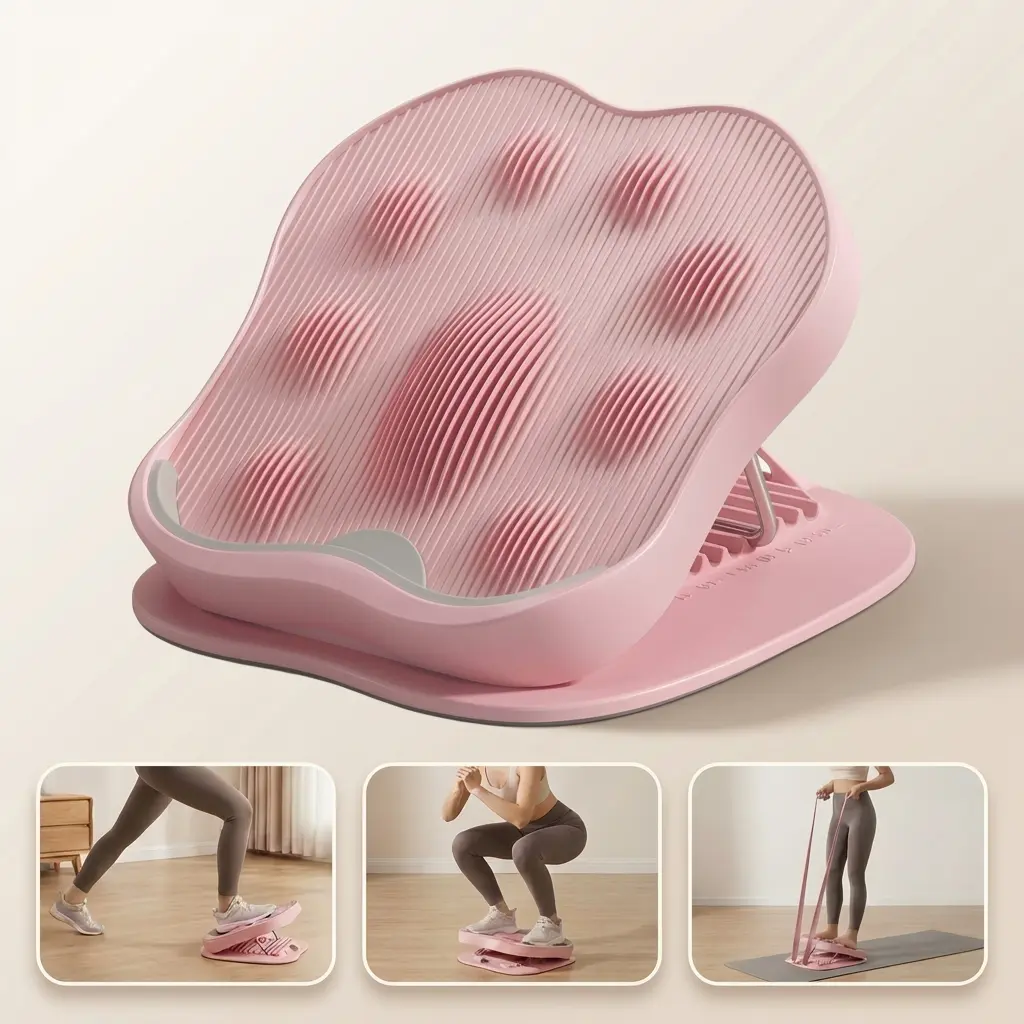 Foldable Slant Board with Anti-Slip Surface, Fixed Angle Plastic Calf Stretcher with 9 Adjustable Incline Levels for Unisex Pilates & Flexibility, Stretching, Ankle Mobility, Comfortable, Easy To Store