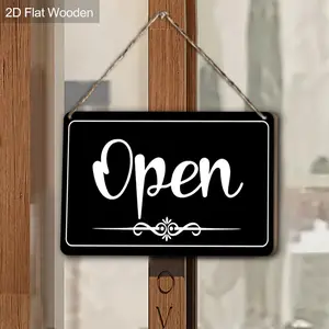 Wooden Hanging Sign, Open Closed Sign with Hanging Rope, Hanging Decor for Home, Restaurant, Flower Shop, and Bakery