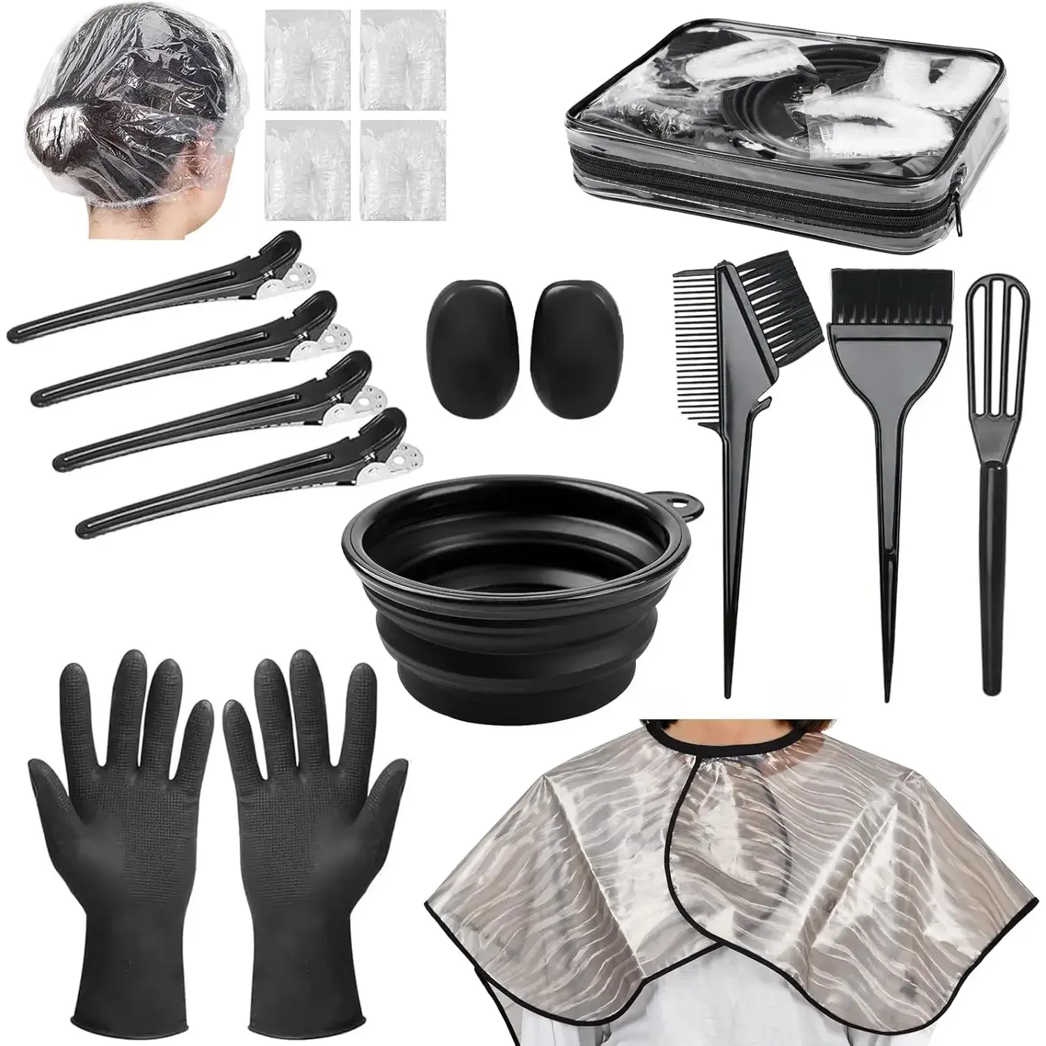 19 Pcs Professional Hair Bleach Kit Hair Coloring Products with Hair Dye Brush, Hair Color Bowl, Hairclips, Applicator, Earmuffs for Hair Highlighting and Hair Coloring at Home
