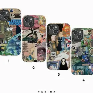 New style Studio Ghibli Collage Phone Case for iPhone - Anime Cartoon Aesthetic Protective Cover - Ghibli Cover Suitable for iPhone 17/16/15/14/13/12/11 Pro Max/Plus and  Samsung Galaxy S23FE/22/23/24/25