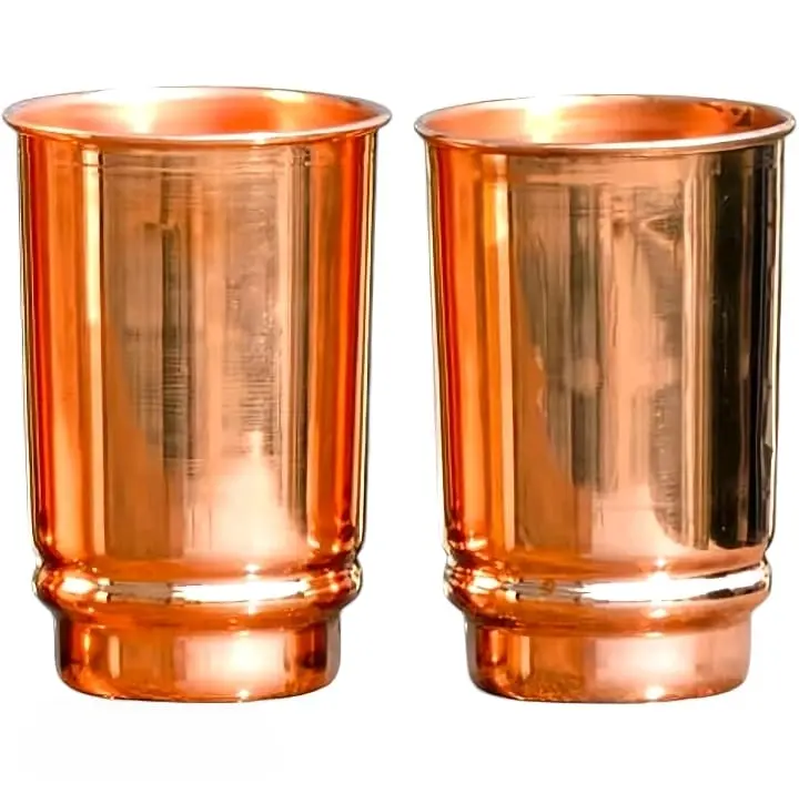Pure Copper Tumblers Set of 2, UNLINED, UNCOATED and LACQUER Free | 350 Ml. (11.8 US Fl Oz) Cups for Ayurveda Health Benefits Mug Drinkware Stylish
