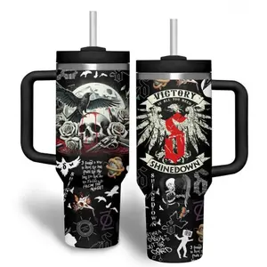 Shinedown Victory Skull 40oz Tumbler With Handle – Dark Rock Fan Cup