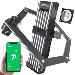VICTGOAL Foldable Bike Lock with Hidden Compartment for Airtag Anti-theft Alloy Steel Folding Key Bicycle Lock