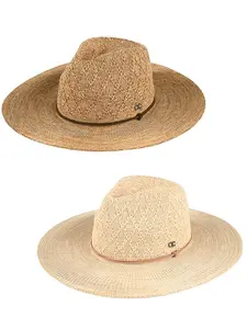 C.C Women's Panama Fedora Summer Packable Pattern Wide Brim  Sun Hat