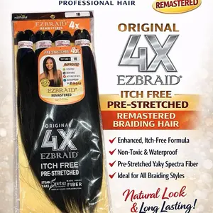 EZ Braid 4X PreStretched Braiding Hair 40" - Itch Free, Non-Toxic, Waterproof, Yaky Spectra Fiber, Ideal for All Braiding Styles