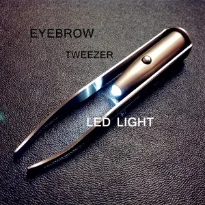 [Upgraded Brow Tweezers] Portable Upgraded LED Light Brow Tweezers | Precision Cosmetic Makeup Tool with Intelligent Design for Perfect Eyebrow Shaping and Fake Lash Application, Battery Powered, Brush Head | Includes Button Battery, Cosmetic Tools