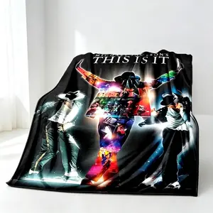 Pop Music Michael Jackson Printed Flannel Blanket, Warm Soft Cozy Flannel Throw for Living Room, Home Decor, Birthday Gift, Holiday Must-Have, All Season Comfort adult children's blankets