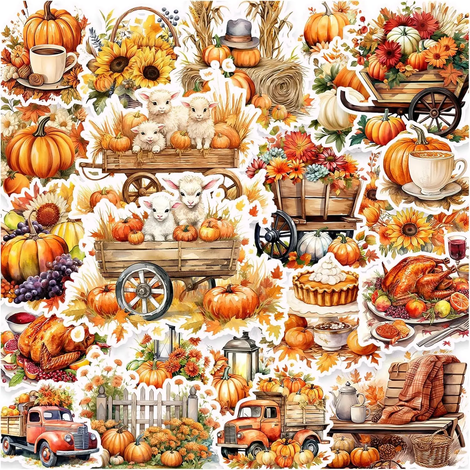 100 PCS Thanksgiving Fall Stickers – Autumn Pumpkin & Cottagecore Stickers for Scrapbooking, Journals, Water Bottles, Laptops & DIY Crafts,TikTokShopJumpstartSale Gift Wrapping Seasonal Decorations